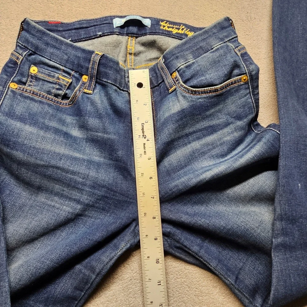 7 For All Mankind Kimmie Straight Leg Jeans Womens 29 Blue b(air) Denim Stretch